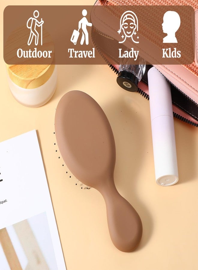 KFHENSOMR 2 Pack Travel Hair Brush Mini Boar Bristle Hairbrush Portable Compact HairBrush Pocket Travel Size Small Paddle Hair Brush for Thick Curly Thin Long Short Wet or Dry Hairs - Pink Brown - Image 4